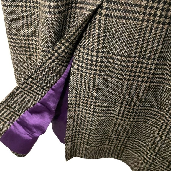 Kenneth Cole Wool Blend Houndstooth Dress Coat | Purple Brown Grey | Siz… - Picture 8 of 10
